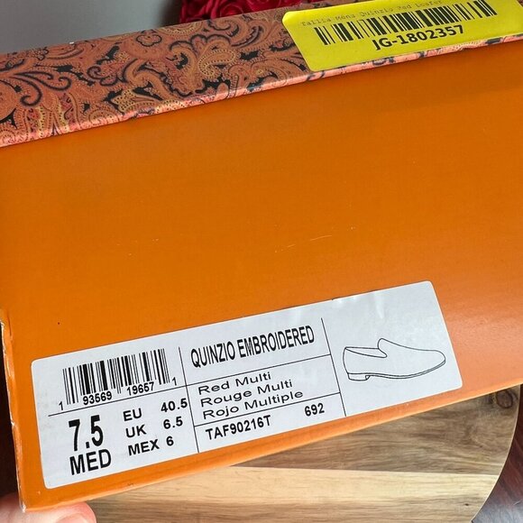 Tallia Orange Mens Quinzio Embroidered Loafer Padded Footbed 7.5M in Red Multi - Picture 2 of 13